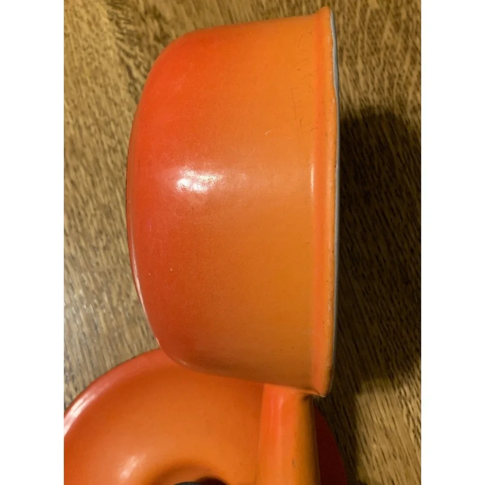 Vintage Le Creuset  #16 Saucepan with Lid Flame Orange Hollow Handle